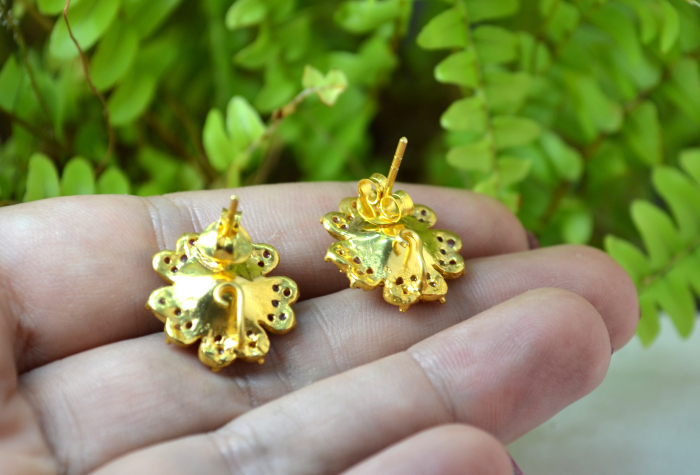 Cercei argint aurit, rubine si perle naturale [3]