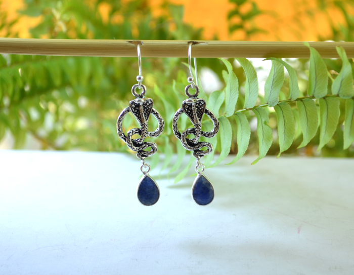 Cercei argint Cobre,  safire brute naturale A Vintage Collection [5]