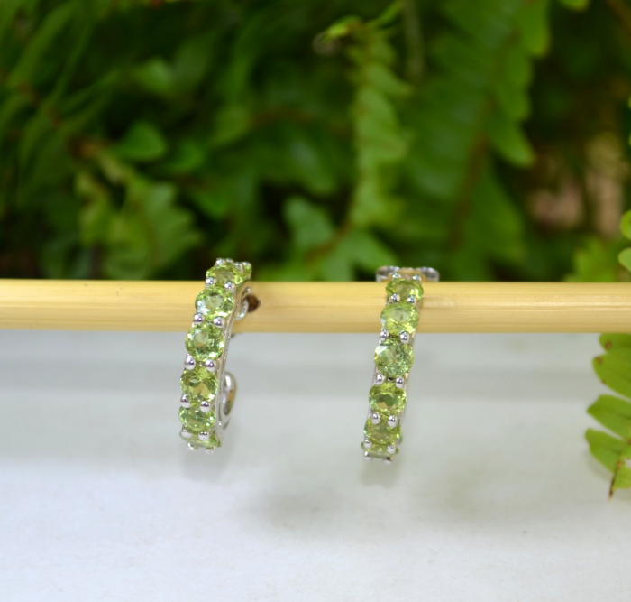 Cercei argint Creole, Green Peridot [5]