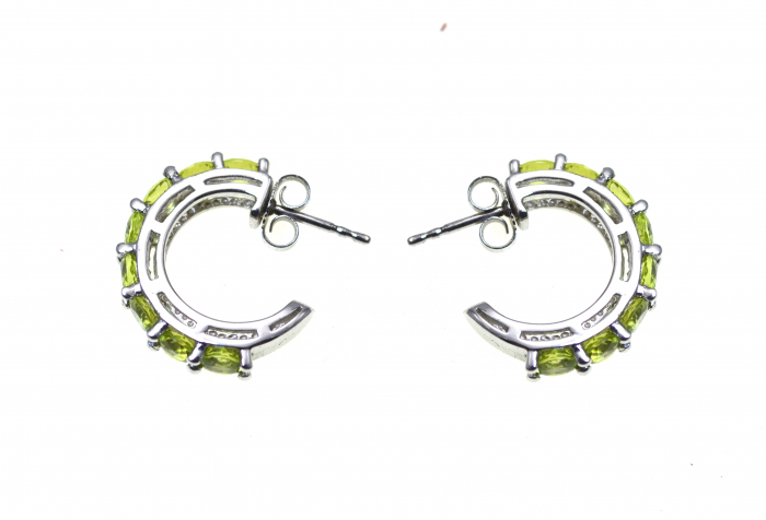 Cercei argint Creole, Green Peridot [2]
