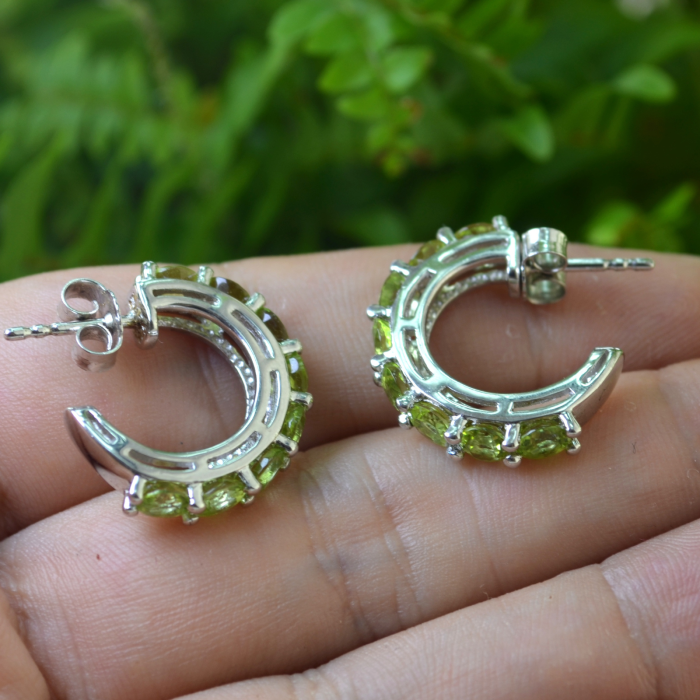 Cercei argint Creole, Green Peridot [4]