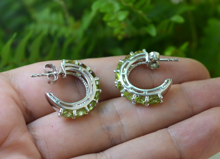 Cercei argint Creole, Green Peridot [3]