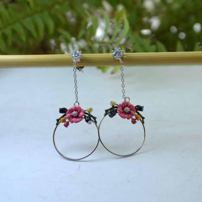 Cercei argint cu email floral colorat A Vintage Collection [4]