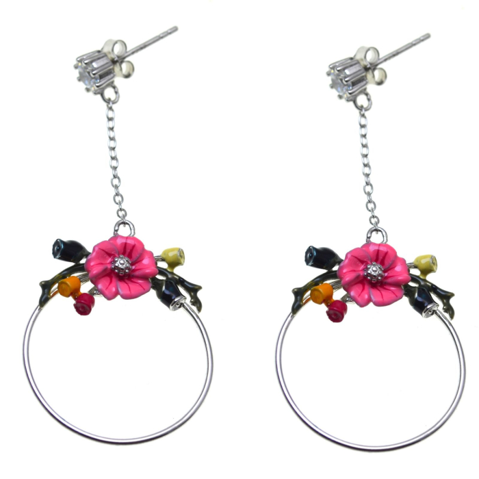 Cercei argint cu email floral colorat A Vintage Collection [1]