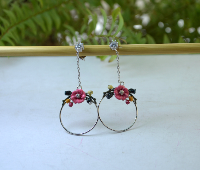 Cercei argint cu email floral colorat A Vintage Collection [4]