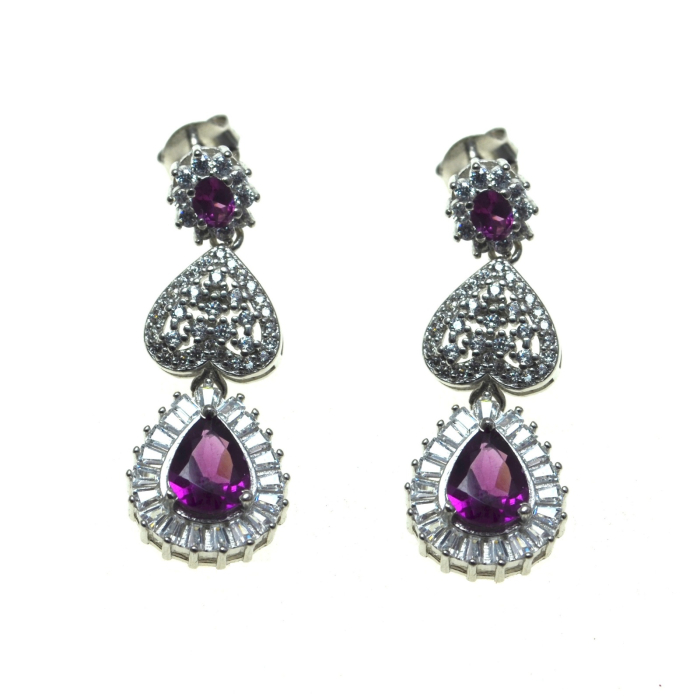 Cercei argint "Drop", ametiste cu cristale CZ [1]
