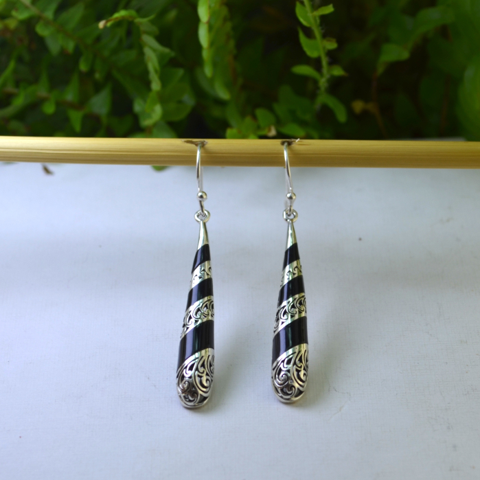 Cercei argint, email negru, stil Yogya A Vintage Collection [4]