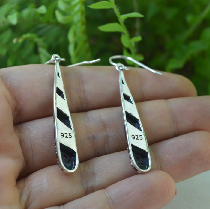 Cercei argint, email negru, stil Yogya A Vintage Collection [3]