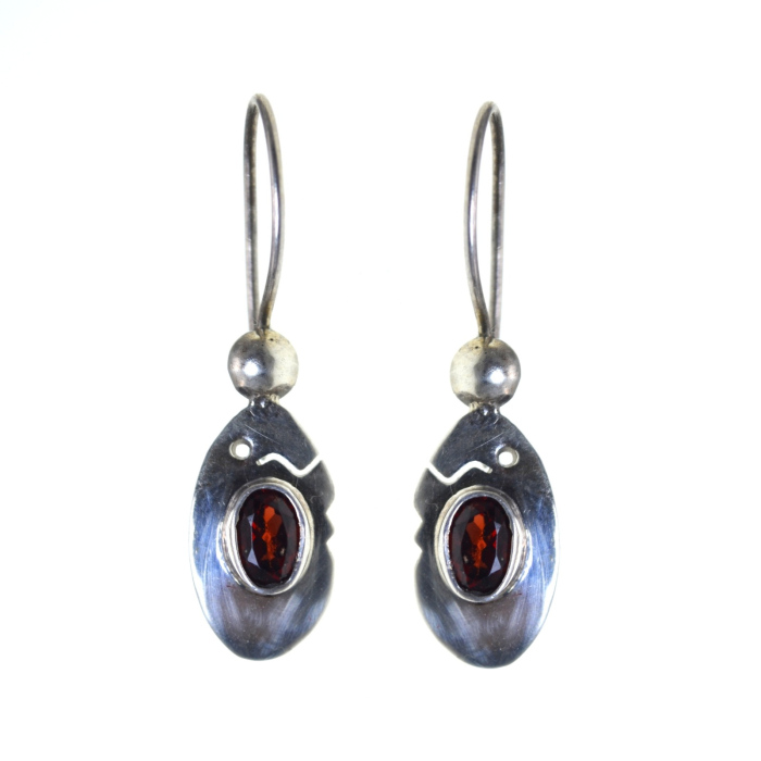 Cercei argint etnici, granate [1]