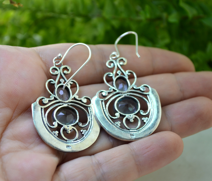 Cercei argint, filigran, Blue Topaz Crystal CZ [3]