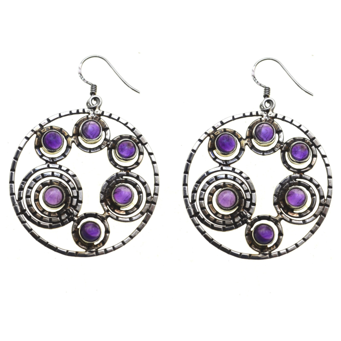 Cercei argint geometrici, ametiste naturale [1]