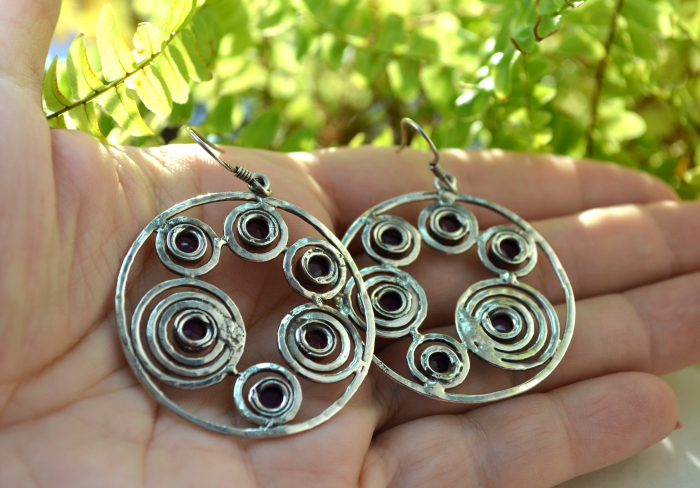 Cercei argint geometrici, ametiste naturale [3]