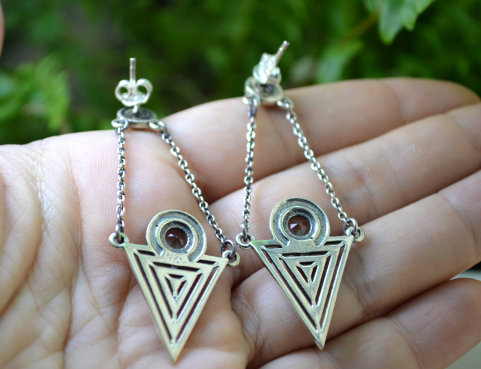 Cercei argint geometrici, Blue CZ [3]