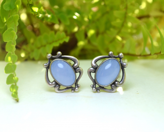 Cercei argint Georg Jensen, Blue Chalcedony [4]