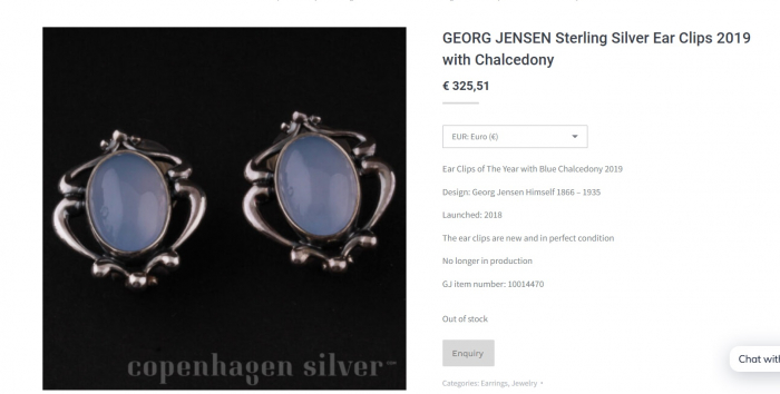 Cercei argint Georg Jensen, Blue Chalcedony [5]