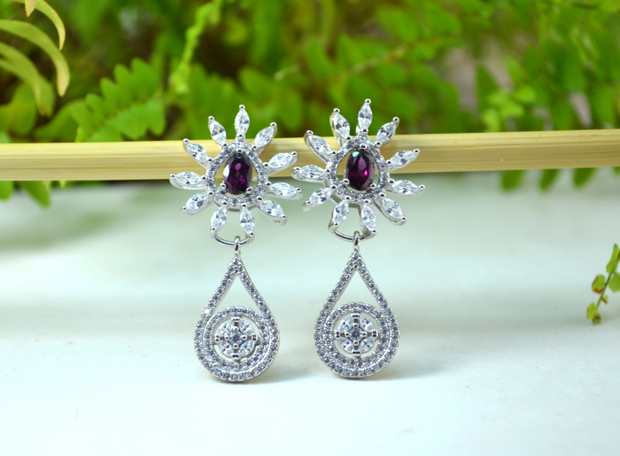 Cercei argint granate Rodolite cristale CZ cubic zirconia [2]