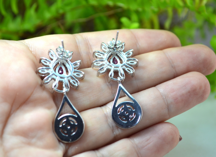 Cercei argint granate Rodolite cristale CZ cubic zirconia [4]