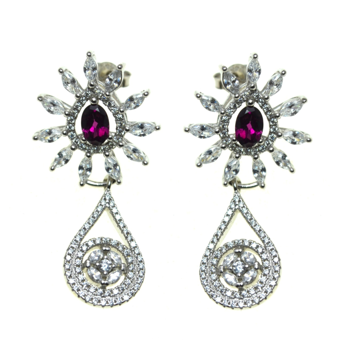 Cercei argint granate Rodolite cristale CZ cubic zirconia [1]
