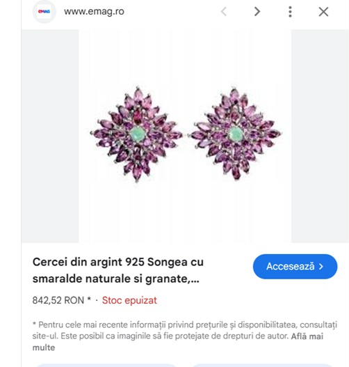Cercei argint, granate Rodolite si smaralde naturale A Vintage Collection [4]