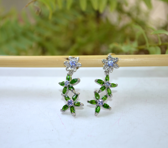 Cercei argint Jasmine, tanzanite si chrom diopside a Vintage Collection [4]