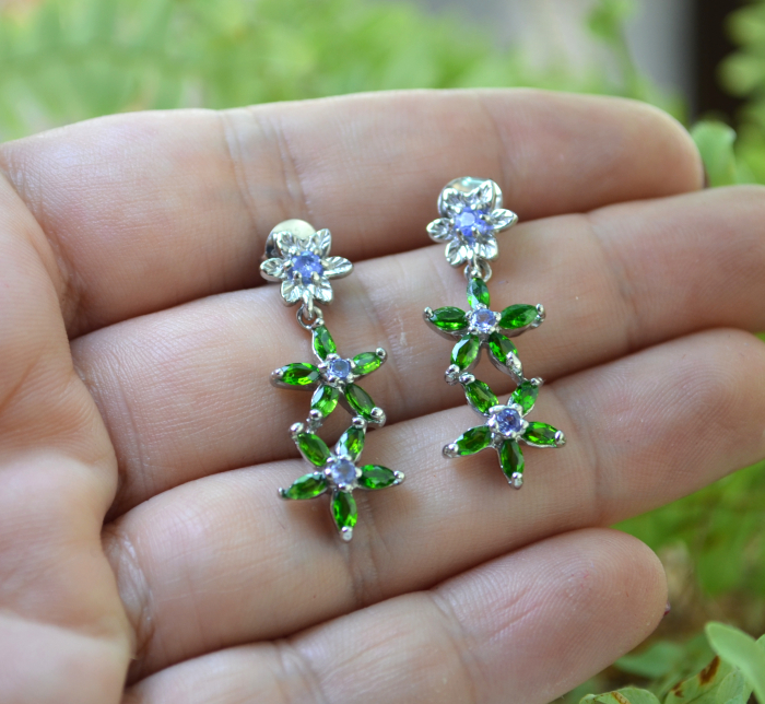 Cercei argint Jasmine, tanzanite si chrom diopside a Vintage Collection [2]