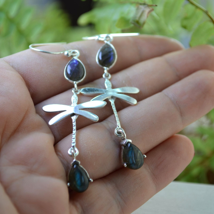 Cercei argint Libelule, Labradorite A Vintage Collection [2]