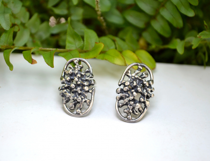 Cercei argint Mid-Century, design modernist brutalist [4]