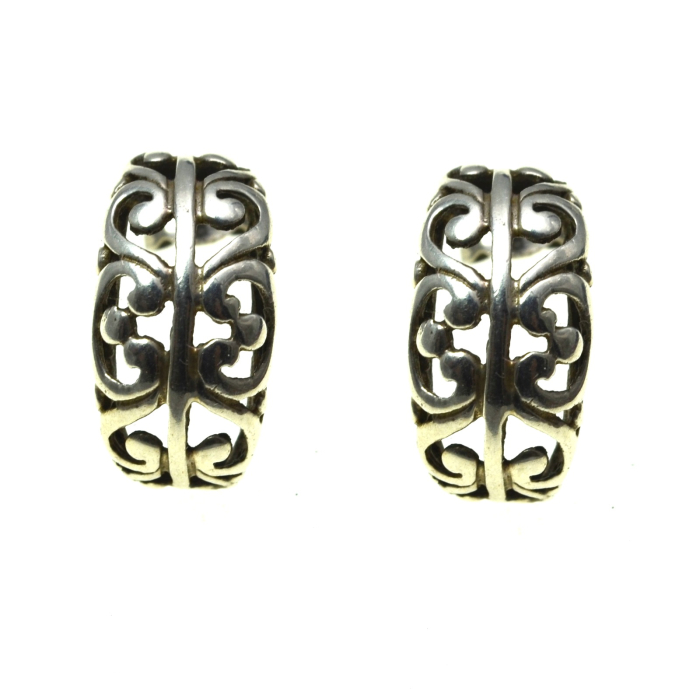 Cercei argint fini model Hoop creole design floral [1]