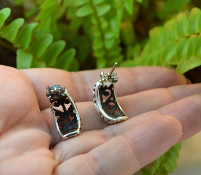 Cercei argint fini model Hoop creole design floral [3]