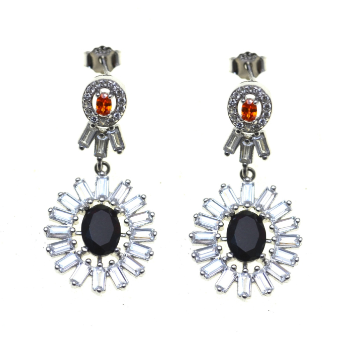 Cercei argint, Opale negre de Etiopia si cristale CZ [1]