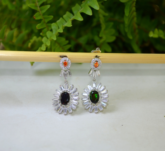 Cercei argint, Opale negre de Etiopia si cristale CZ [4]