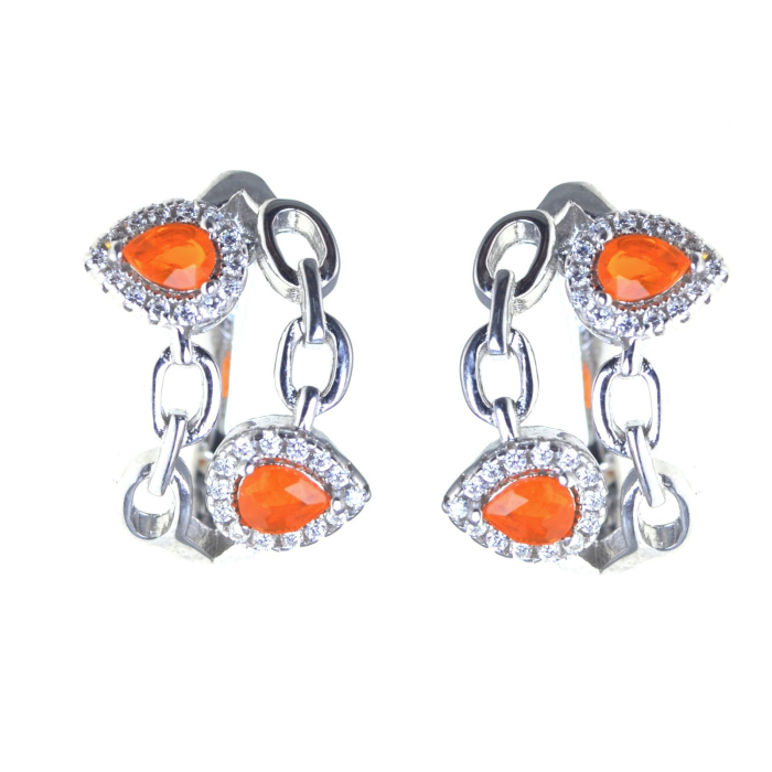 Cercei argint, Orange Pear Opal, zale moderne A Vintage Collection [1]