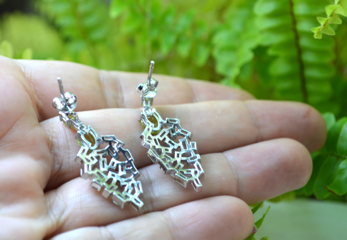 Cercei argint, Peridot si Baguette CZ [3]