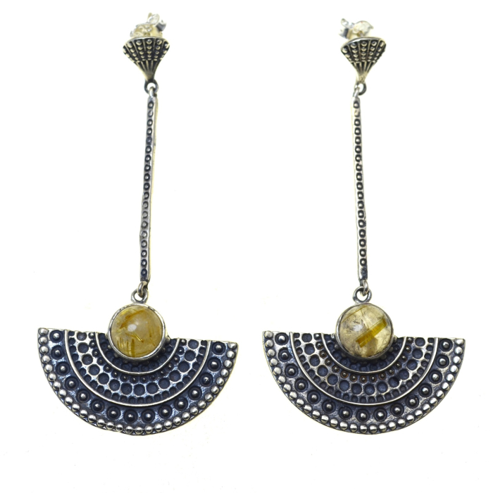 Cercei argint, Quartz rutilat [1]