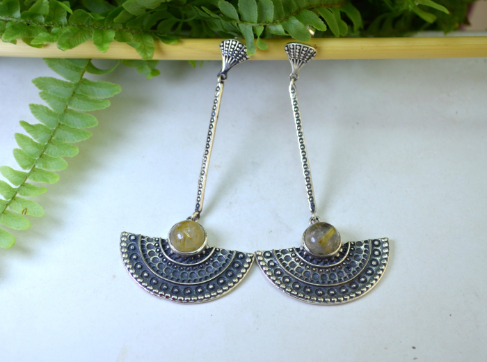 Cercei argint, Quartz rutilat [4]