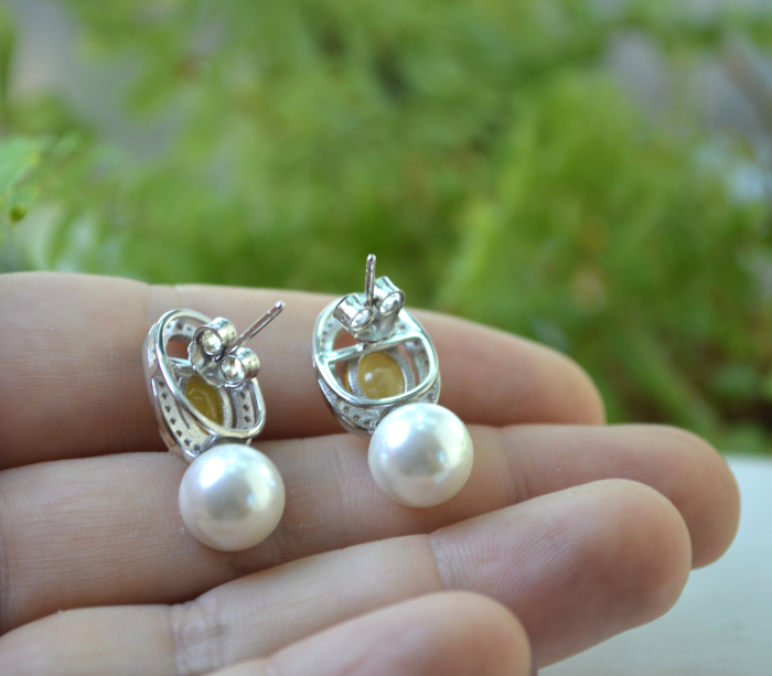 Cercei argint rodiat cu safire galbene si perle naturale A Vintage Collection [3]