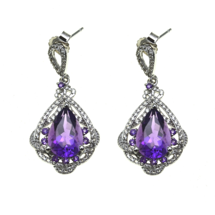 Cercei argint rodiati ametiste topaze albe naturale [1]