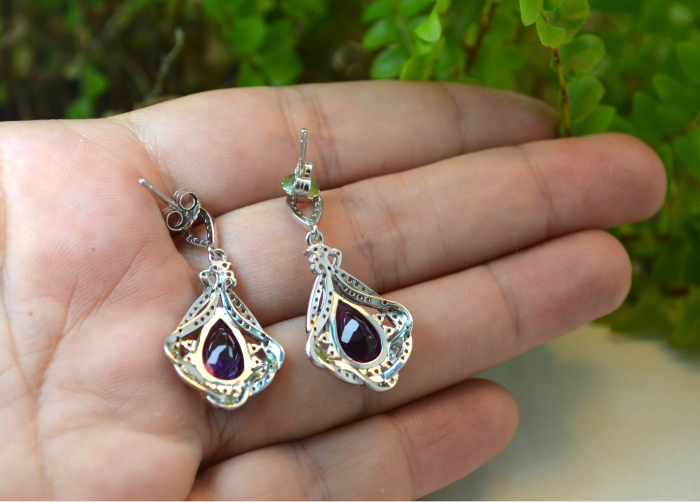 Cercei argint rodiati ametiste topaze albe naturale [4]