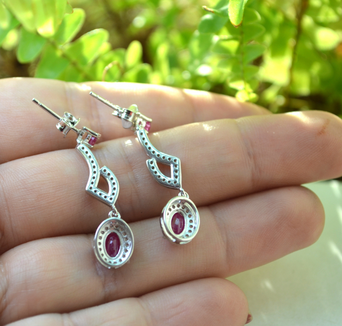 Cercei argint, rubine naturale si cristale CZ [3]