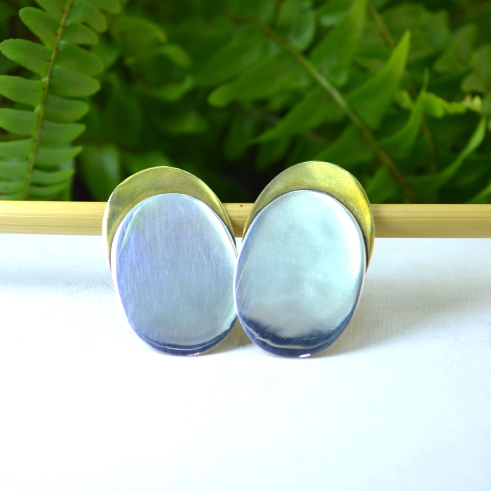 Cercei argint si alama aurita vintage, design geometric [4]