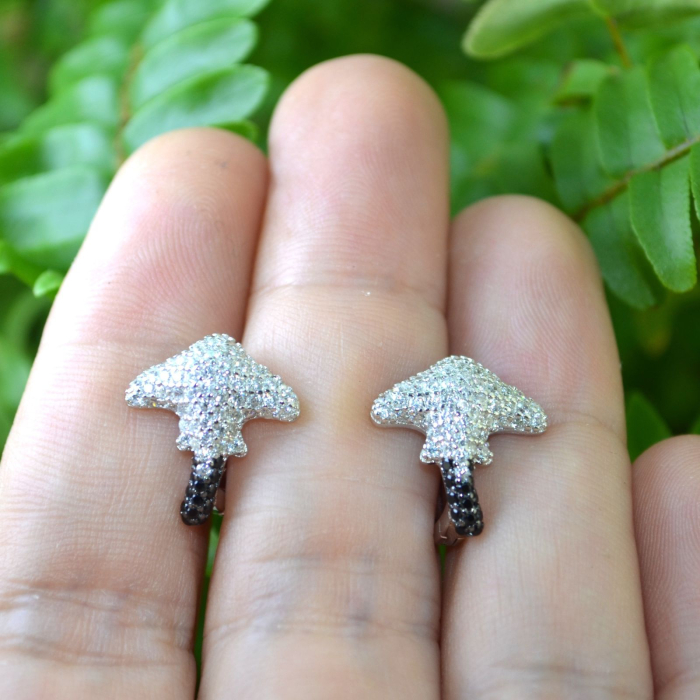 Cercei argint Stingray, Black Spinel & White CZ [2]