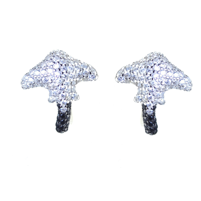 Cercei argint Stingray, Black Spinel & White CZ [1]