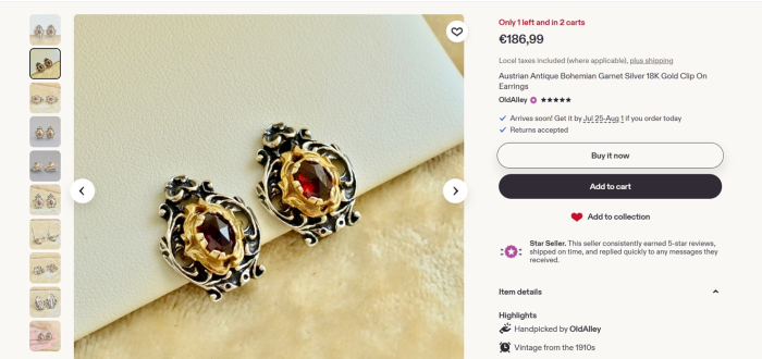 Cercei argint vechi cu granate naturale, atelier austriac A Vintage Collection [4]