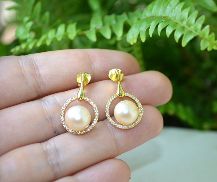 Cercei argint vermeil, perle naturale roz [2]