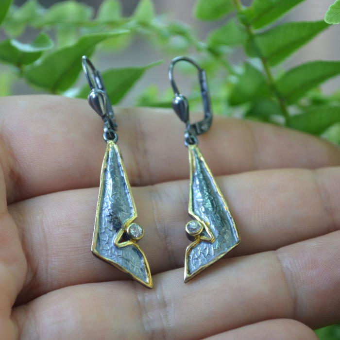 Cercei argint vintage brutalisti cu Rock Crystal A Vintage Collection [2]