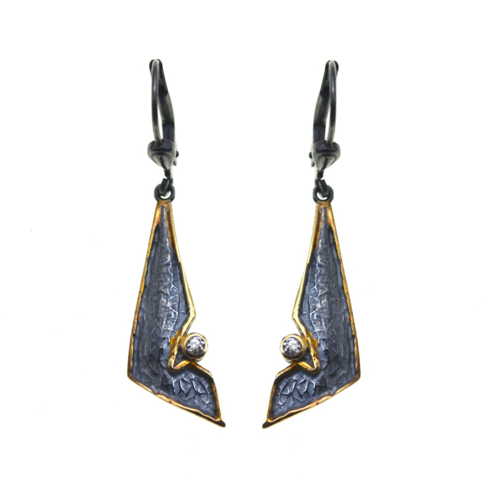 Cercei argint vintage brutalisti cu Rock Crystal A Vintage Collection [1]