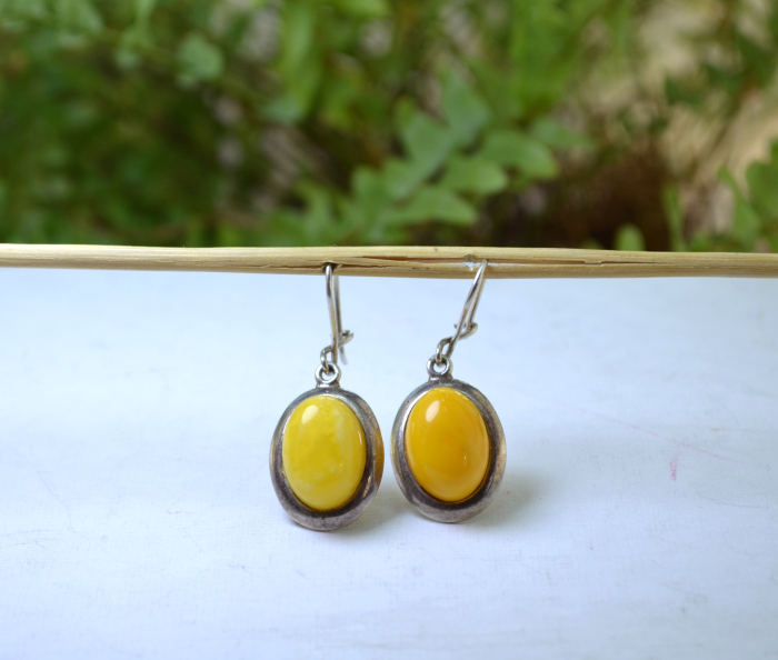 Cercei argint vintage chihlimbar Butterscotch [4]