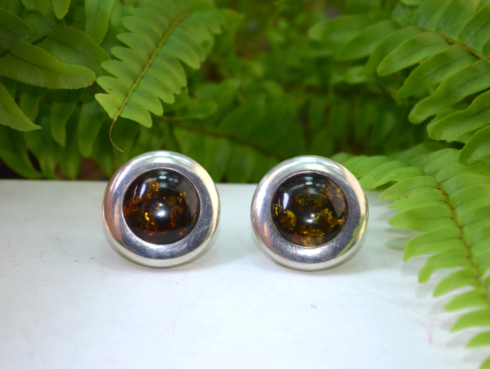 Cercei argint vintage, chihlimbar, design geometric [4]