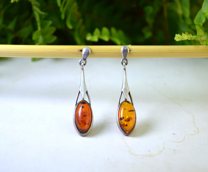 Cercei argint vintage, chihlimbar, estetica geometrica [4]