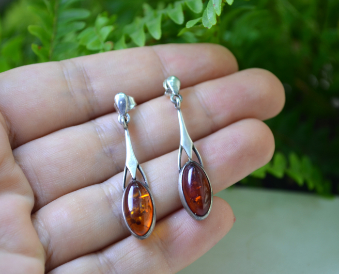 Cercei argint vintage, chihlimbar, estetica geometrica [2]